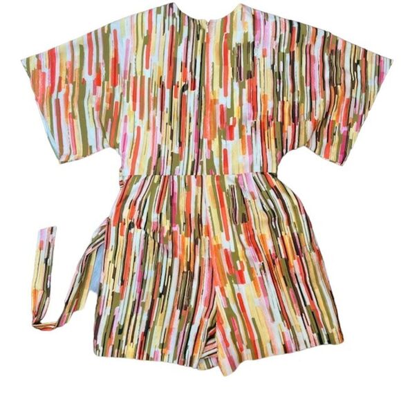 Slate & Willow Women's Striped Elliott Romper Orange Black Green Gold Size Small - Picture 6 of 13